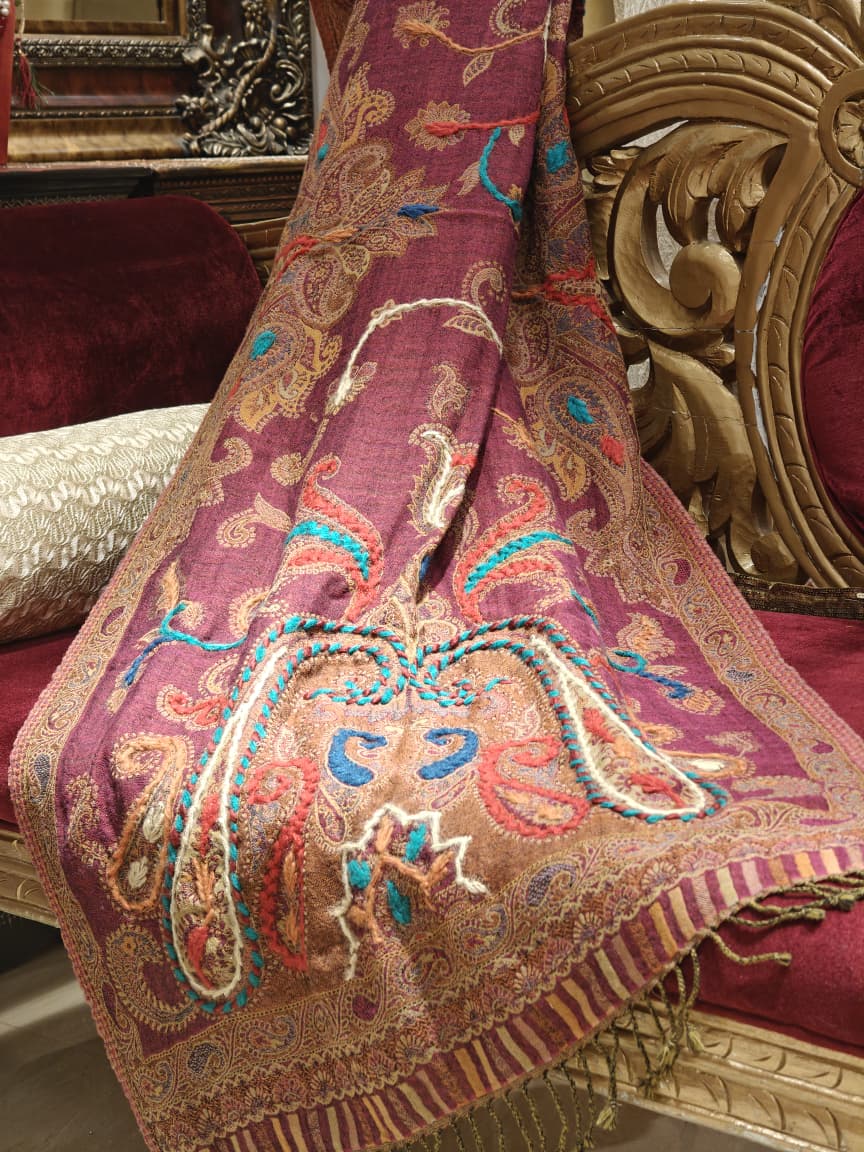 Plum Kashmiri Pashmina Shawl