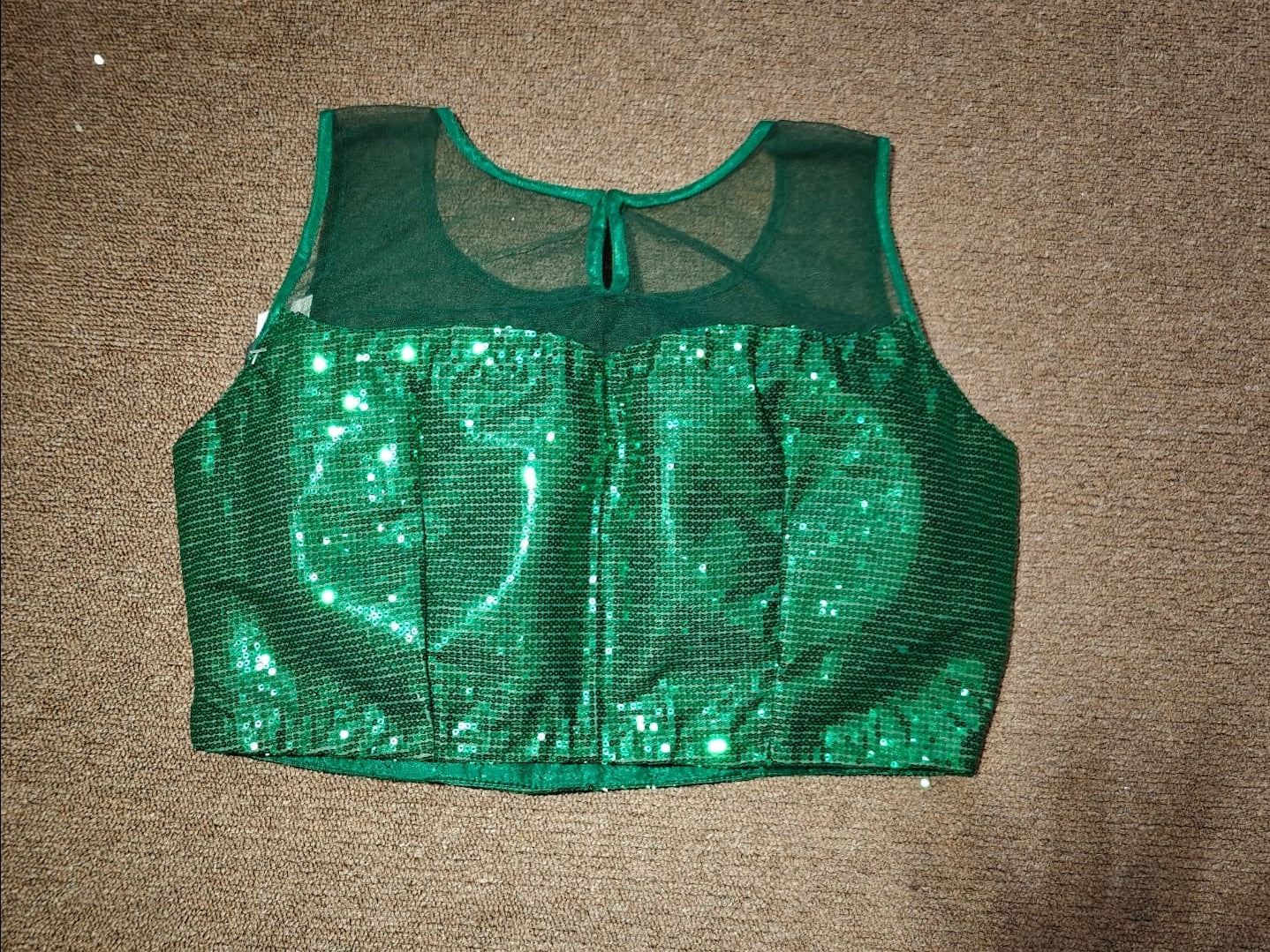 Sequin Mesh Blouse – Emerald Noir