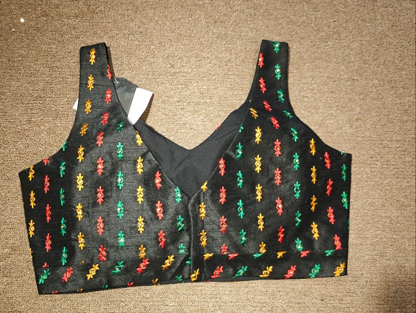 Embroidered Stripe Blouse – Midnight Marigold