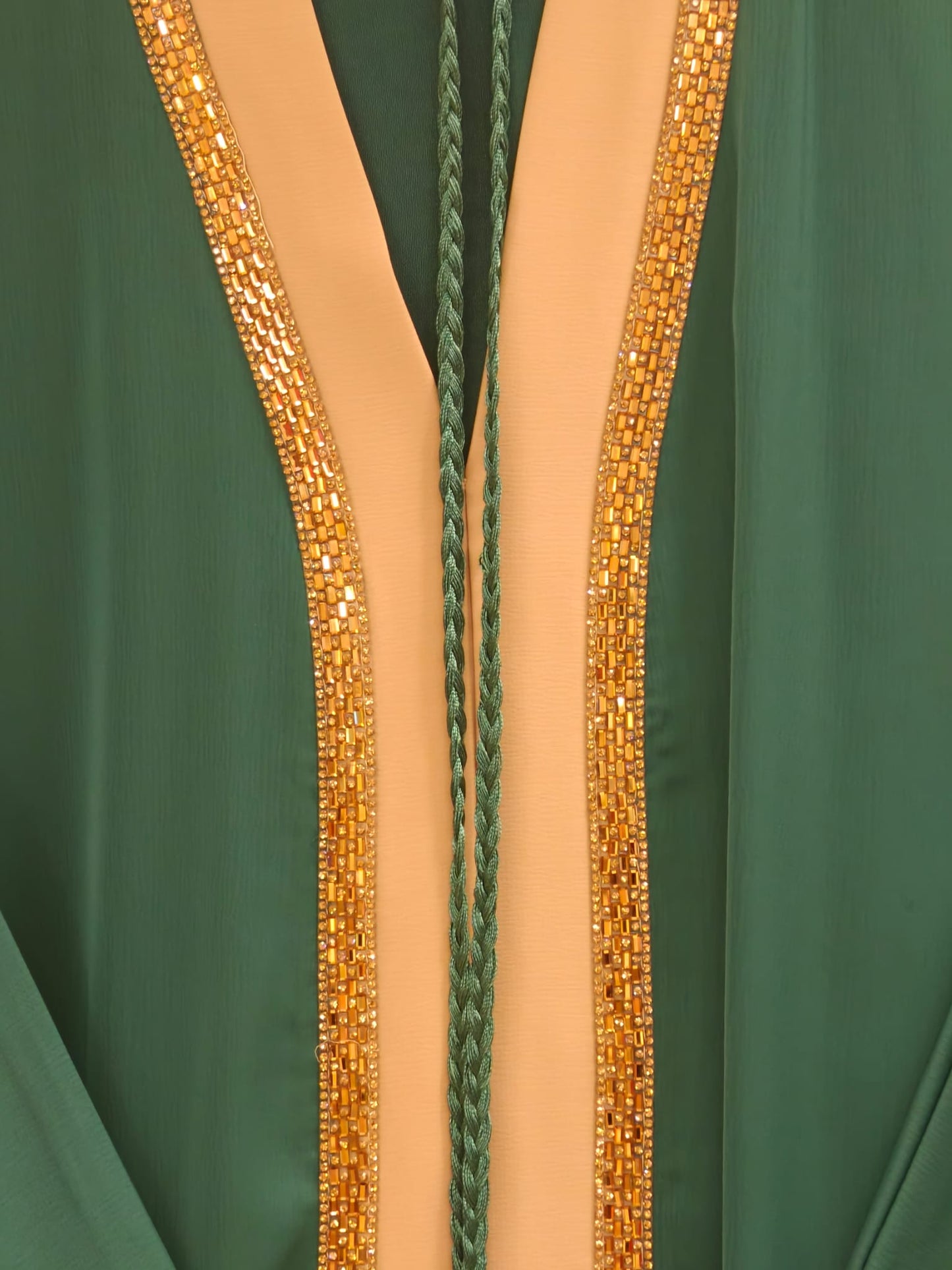 Teal & Champagne Embellished Abaya