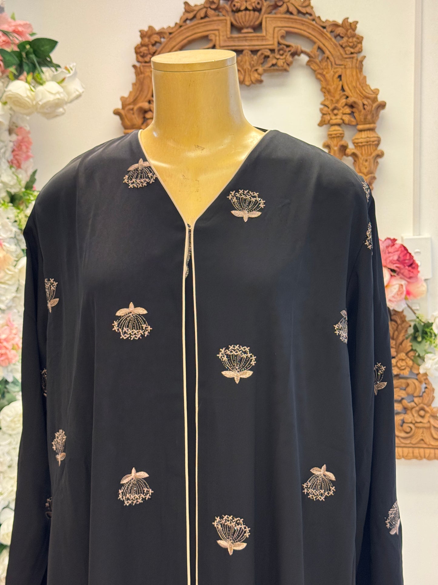 Black with Gold Motif Abaya