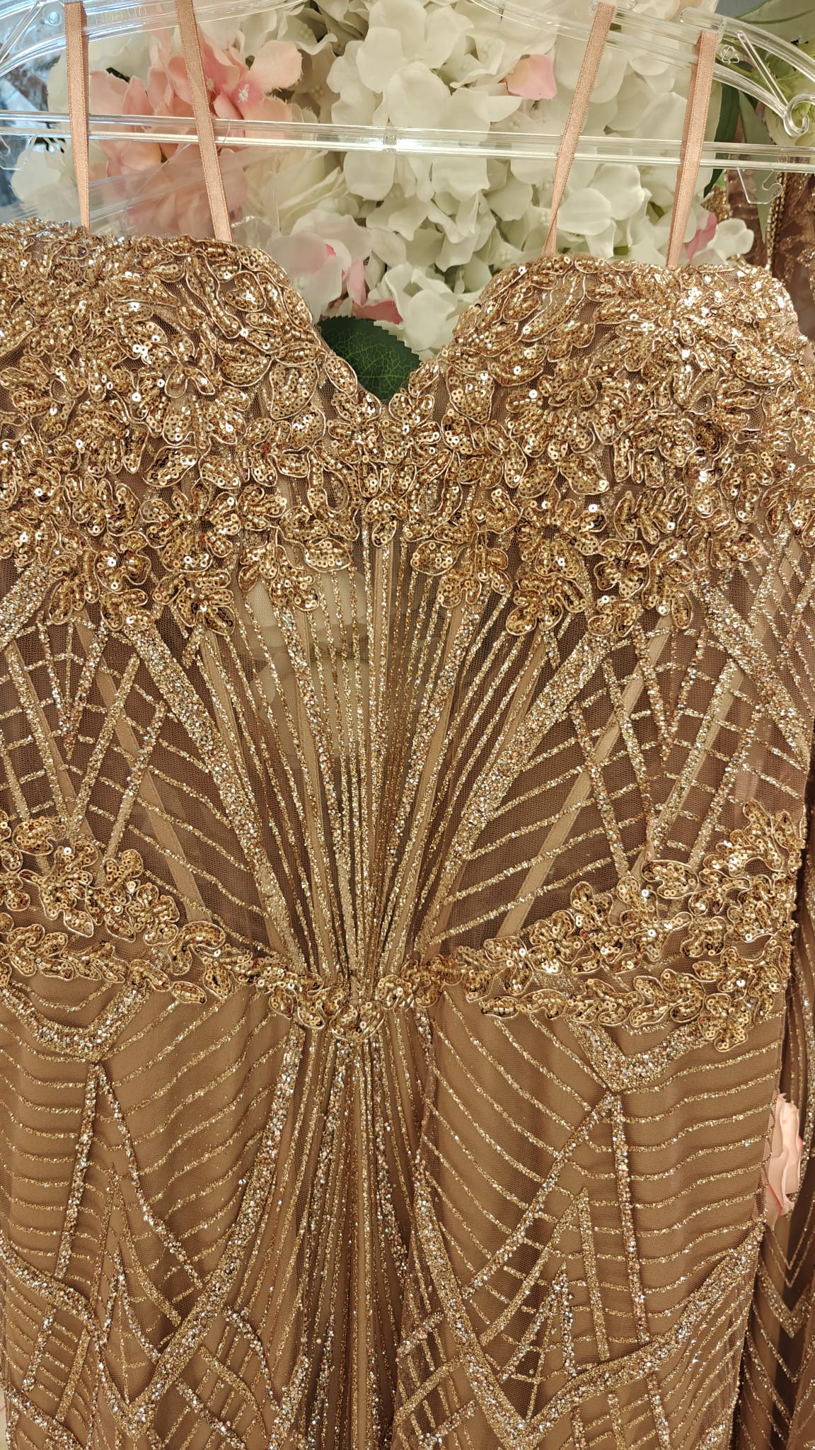 Embellished Rose Gold Mermaid Gown