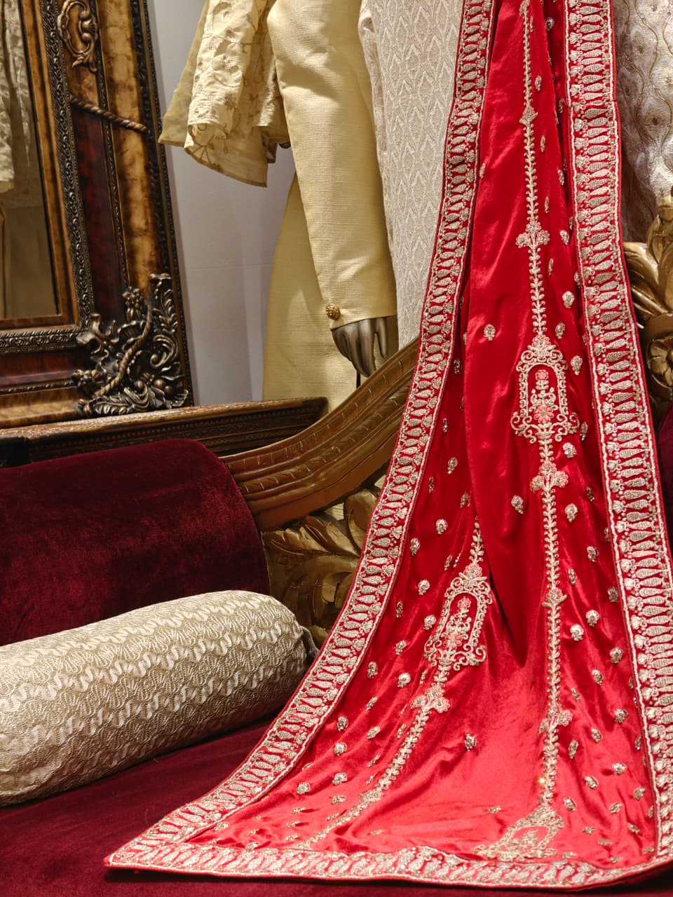 Crimson Velvet Shawl