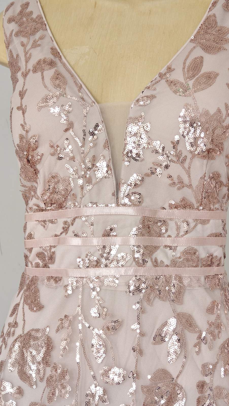 Blush Petal V‑Neck Gown