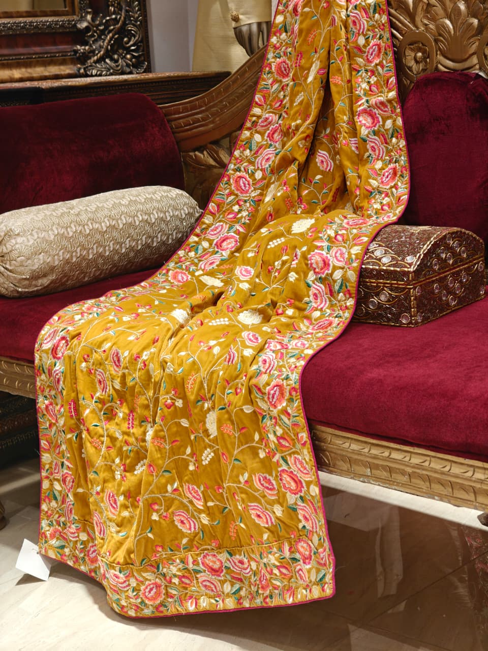 Mustard Velvet Shawl