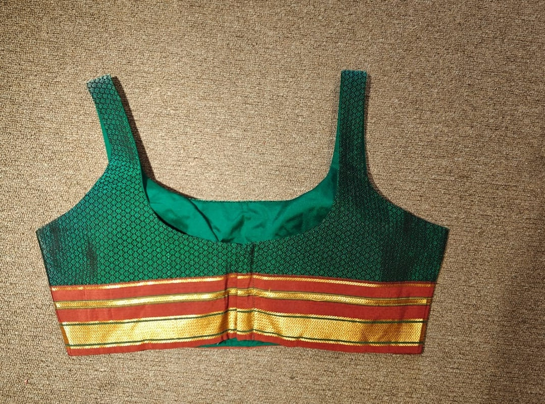 Geometric Border Blouse – Forest Ember