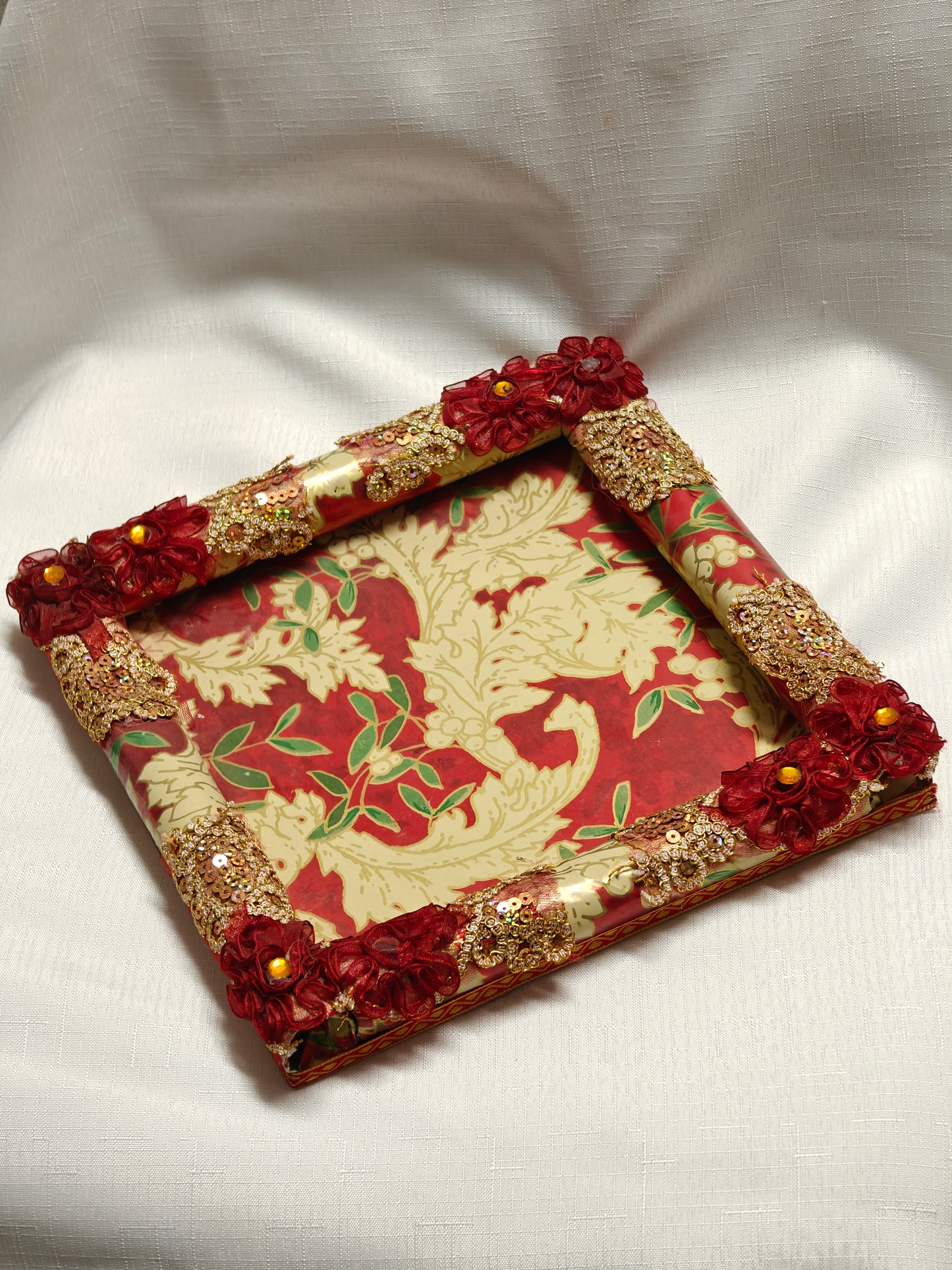 Festive Bloom Embellished Ritual Tray