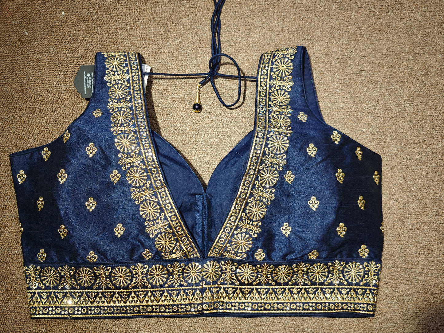 Embroidered Tie-Back Choli – Midnight Bloom
