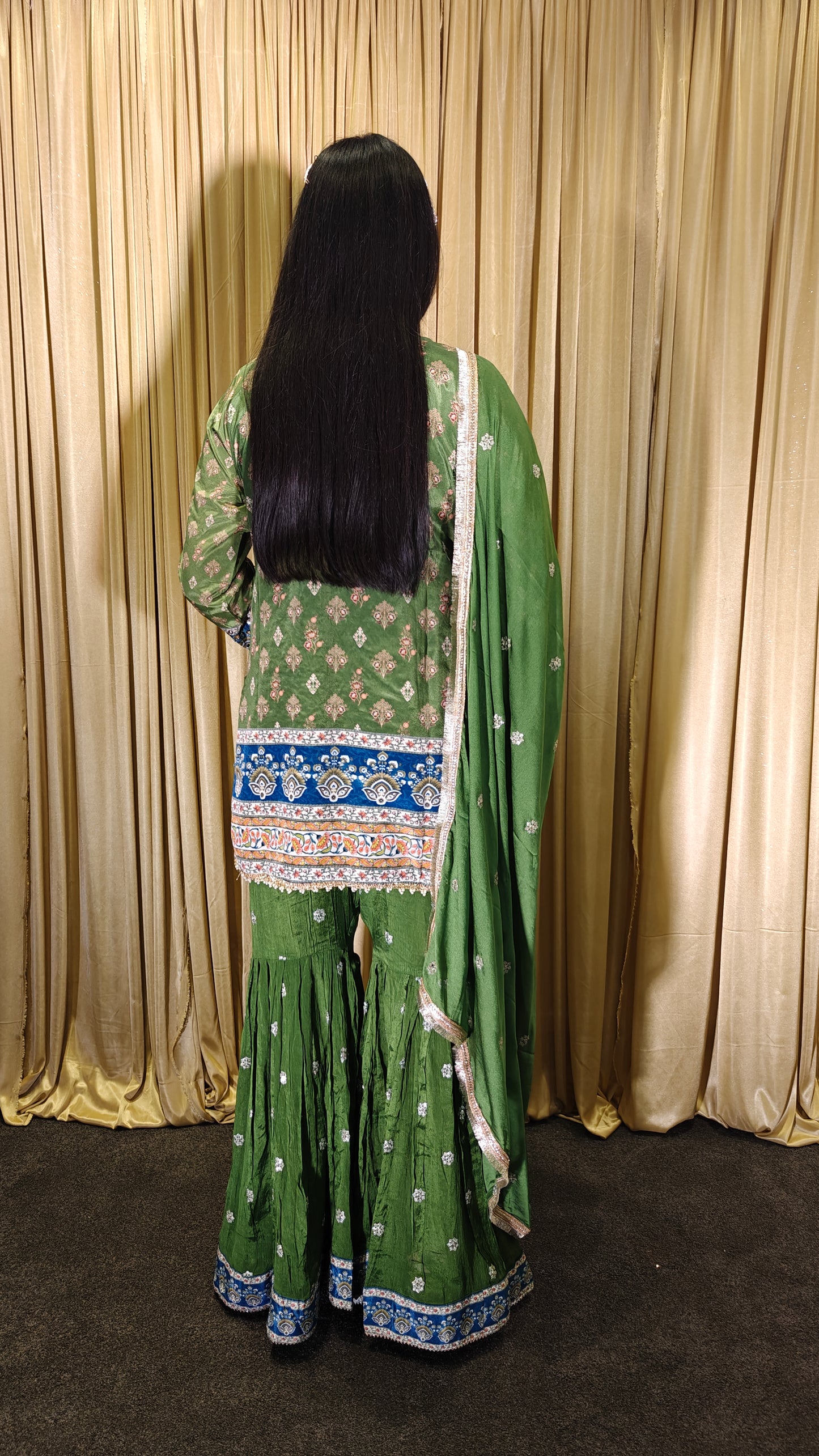 Green Embroidered Sharara Set