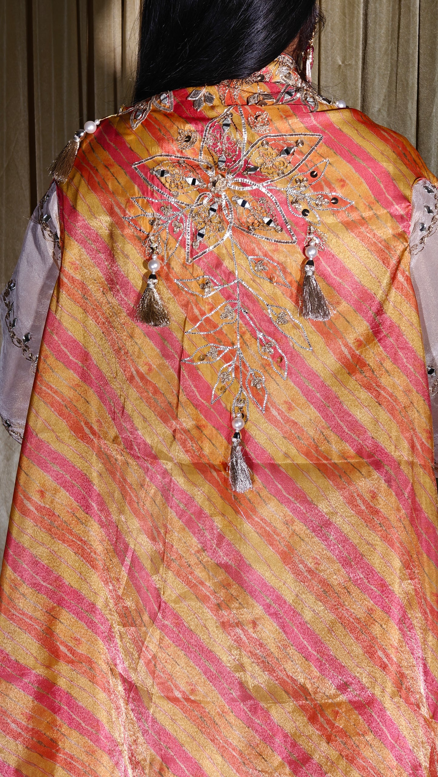 Embroidered Salwar Set – Cream & Multicolour Dupatta