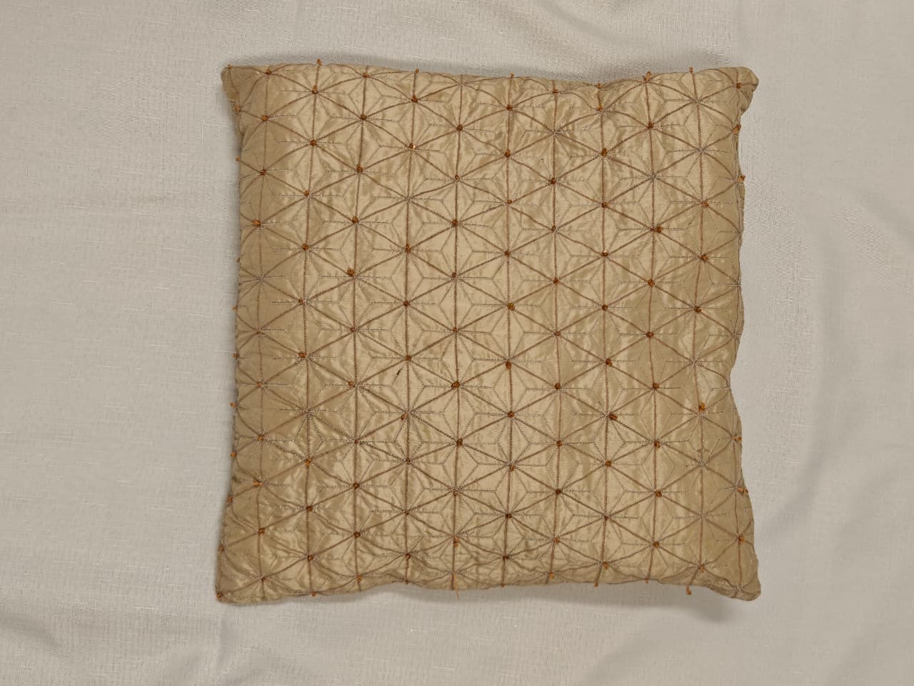 Amber Lattice Beaded Heritage Cushion