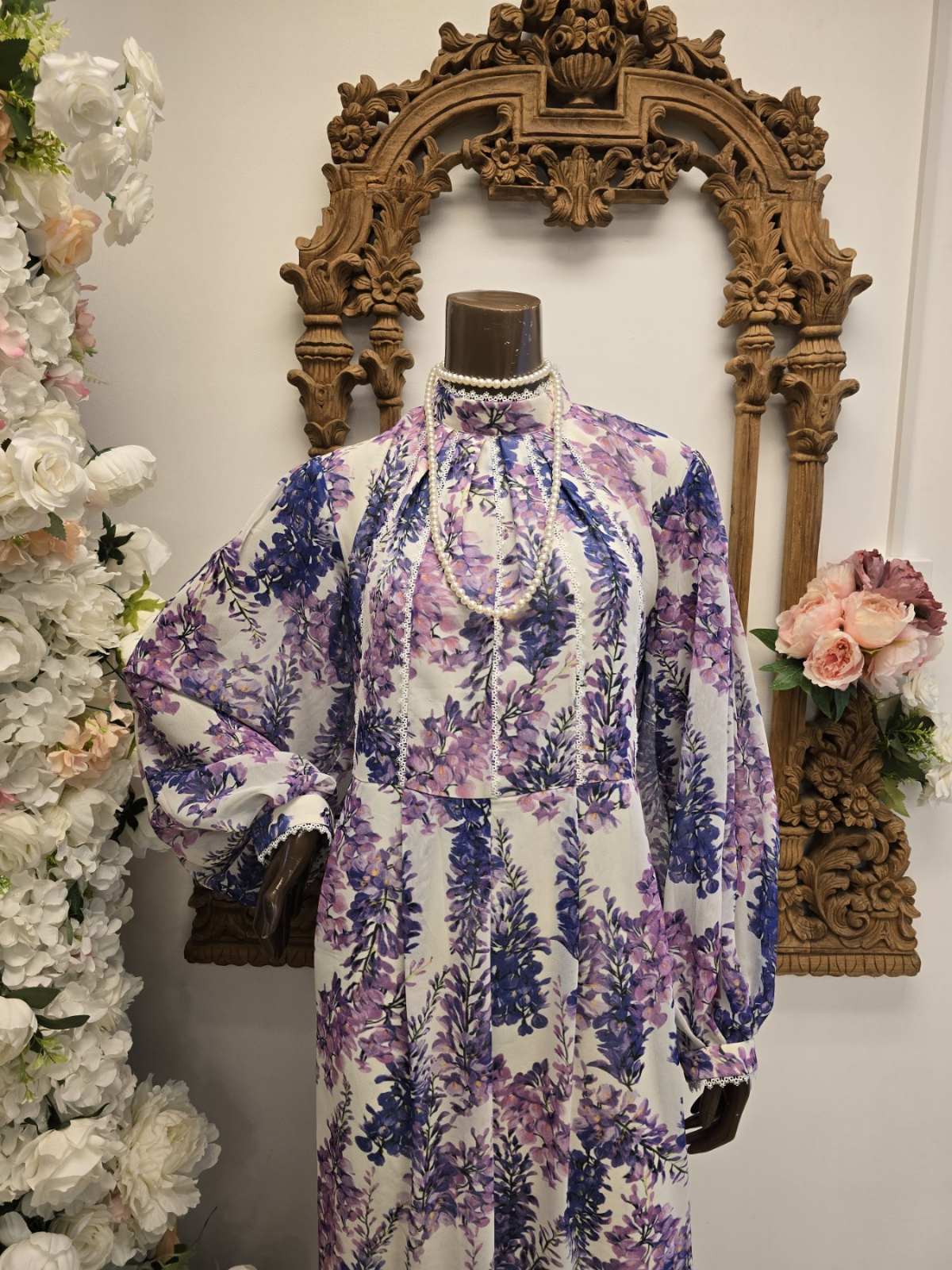 Lavender Cascade Floral Maxi Dress