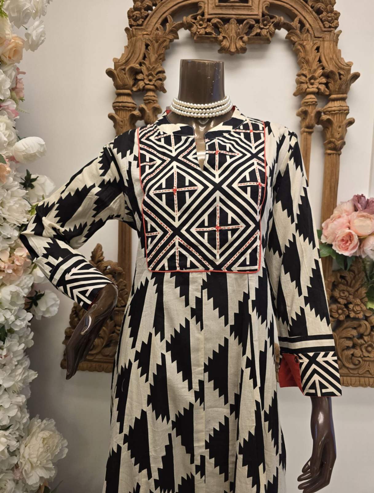 Monochrome Ember Panelled Maxi Dress