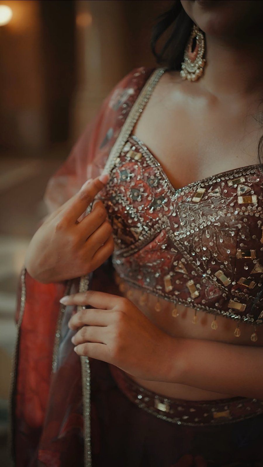 Maroon Brown Lehenga Set