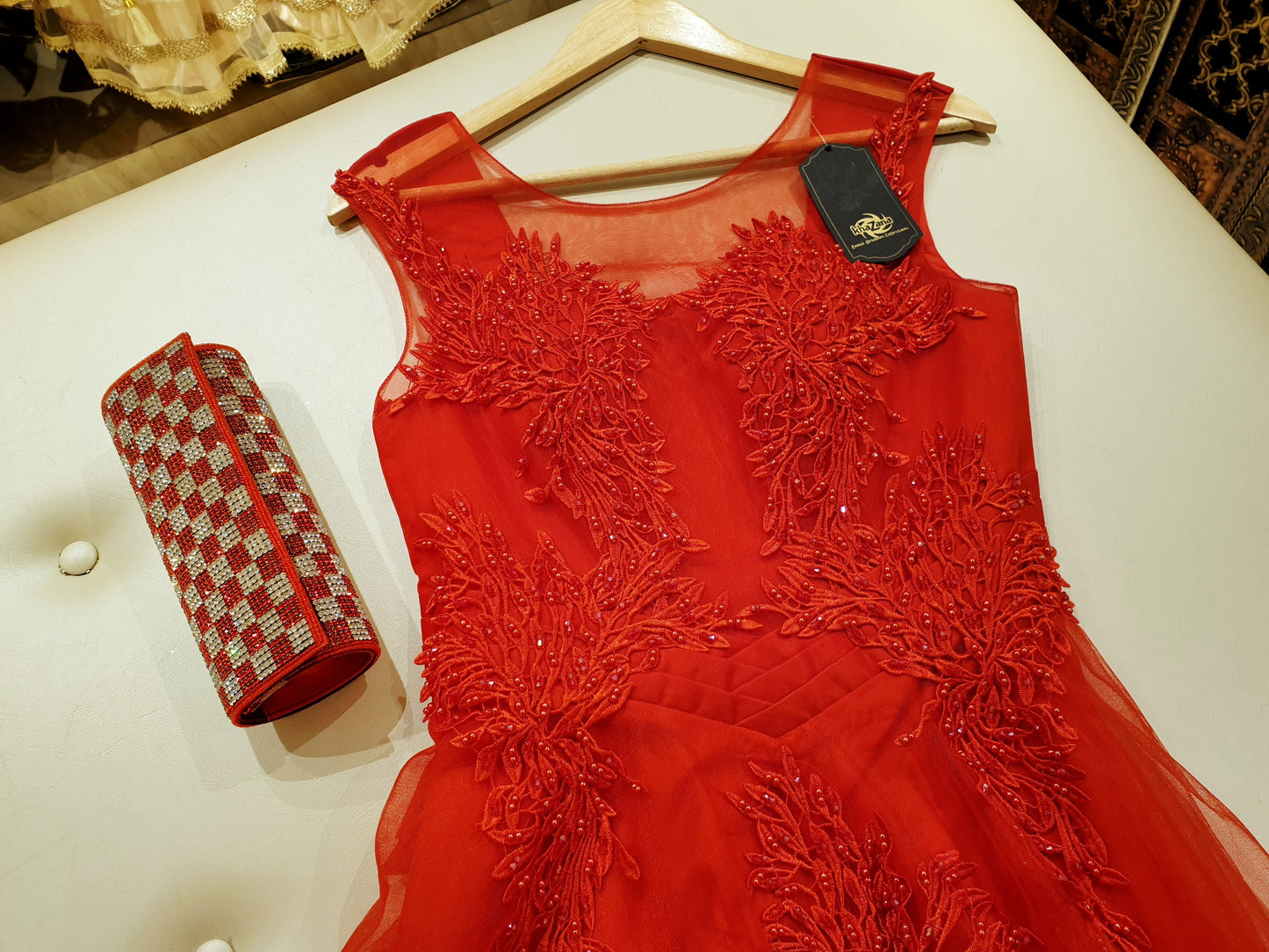 Elegant red evening dress
