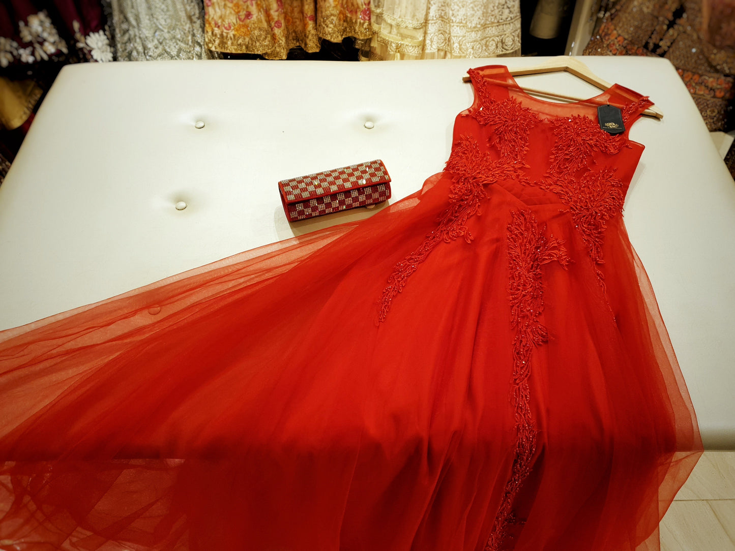 Elegant red evening dress