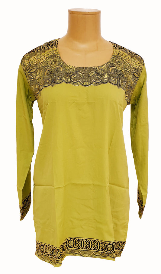 Lime Green Printed Kurti