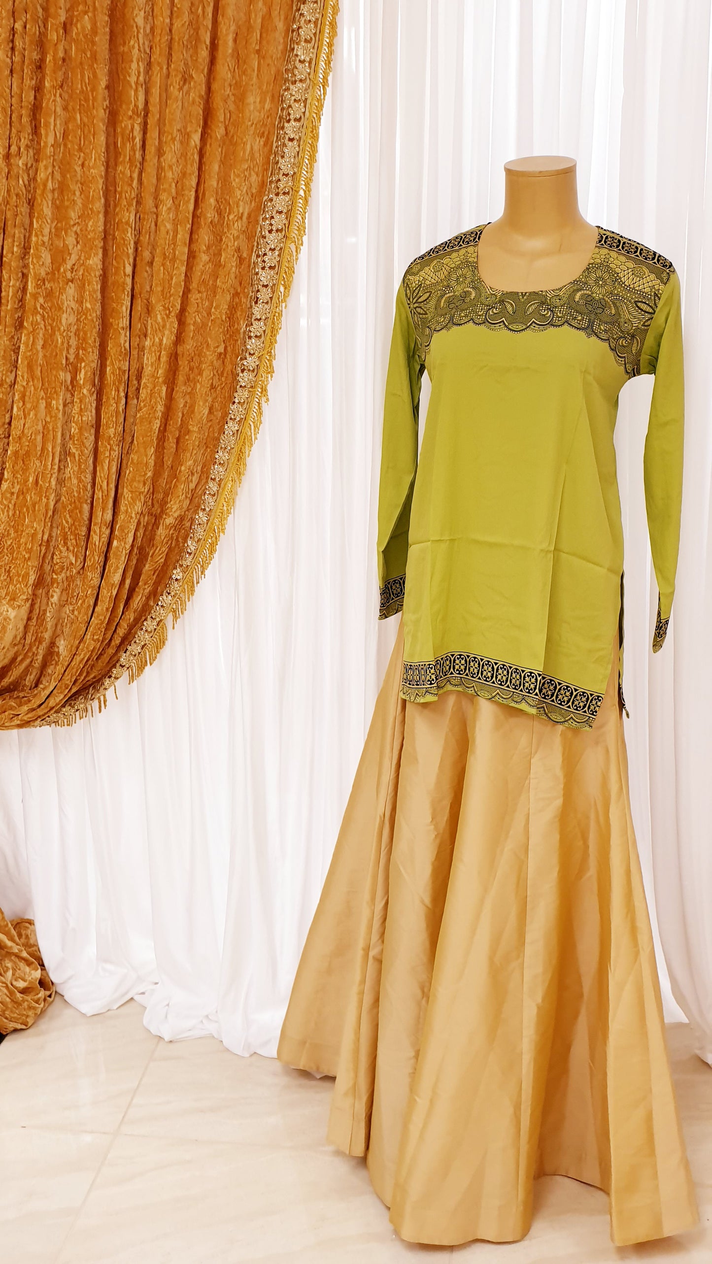 Lime Green Printed Kurti