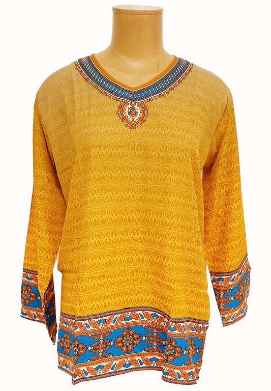 Mustard Printed Kurti