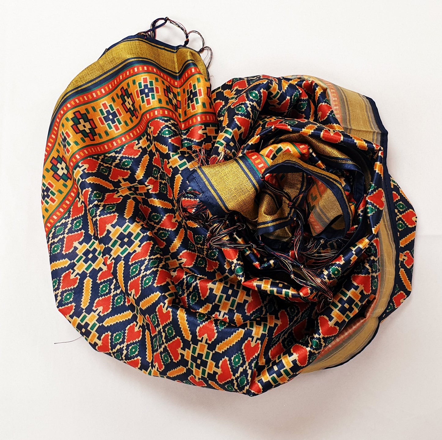 Navy & Gold Printed Dupatta