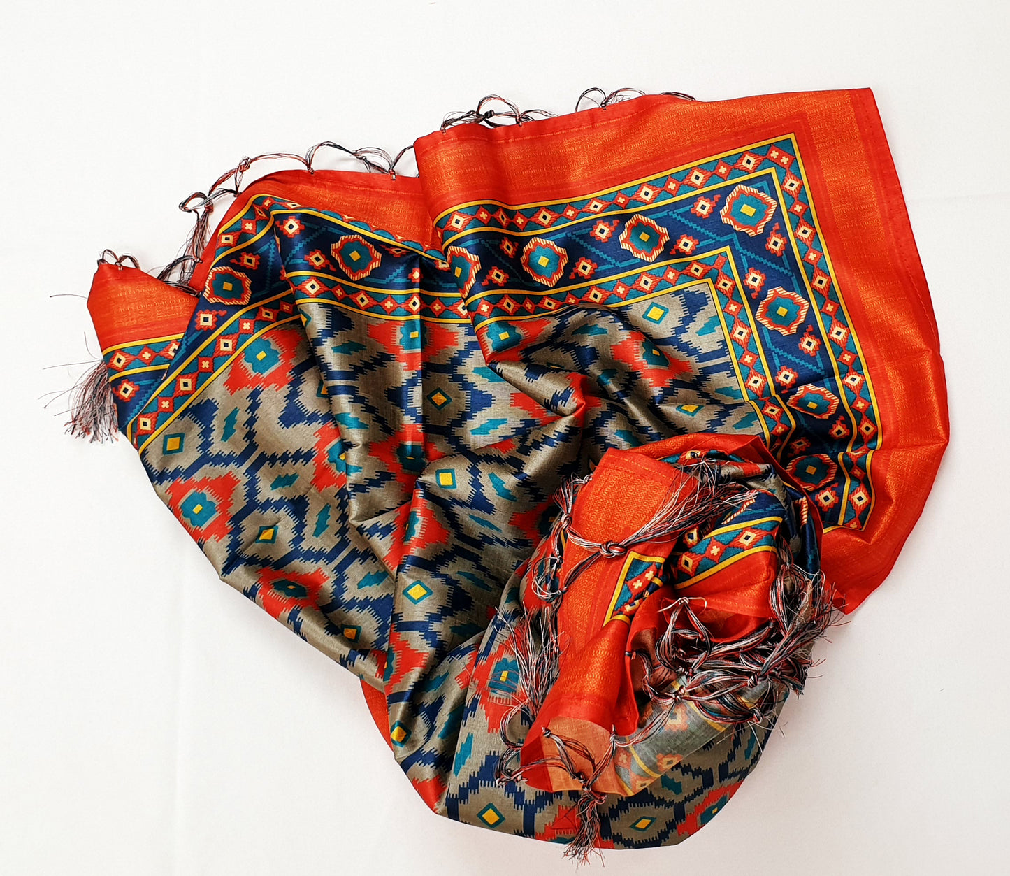 Blue & Red Printed Dupatta