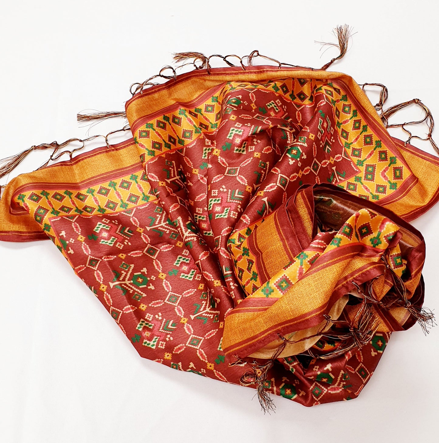 Red & Yellow Printed Dupatta