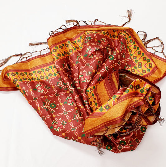Red & Yellow Printed Dupatta