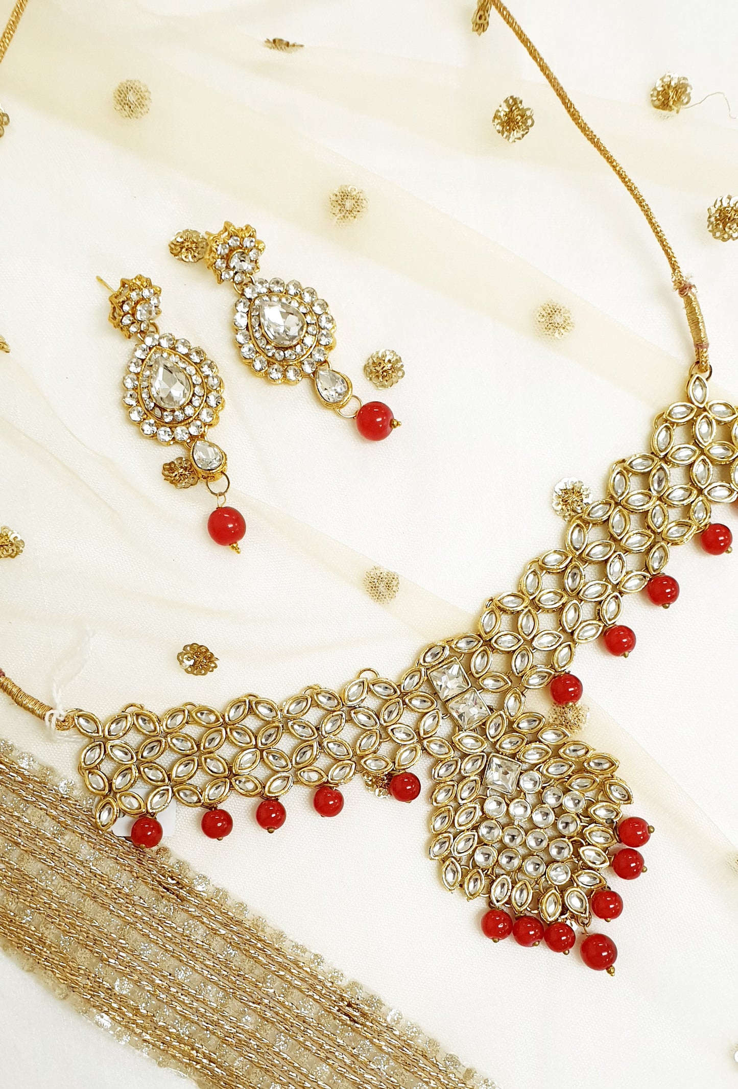 Red Pearl & Kundan Set