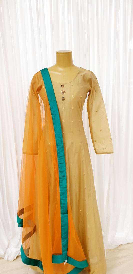 Orange Net Dupatta