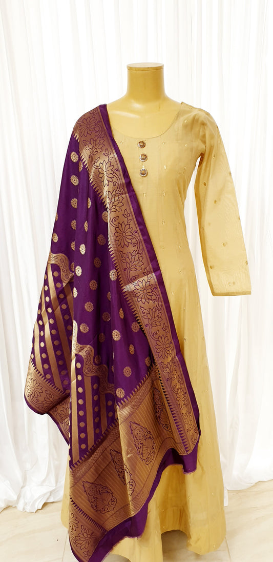 Purple Silk Dupatta