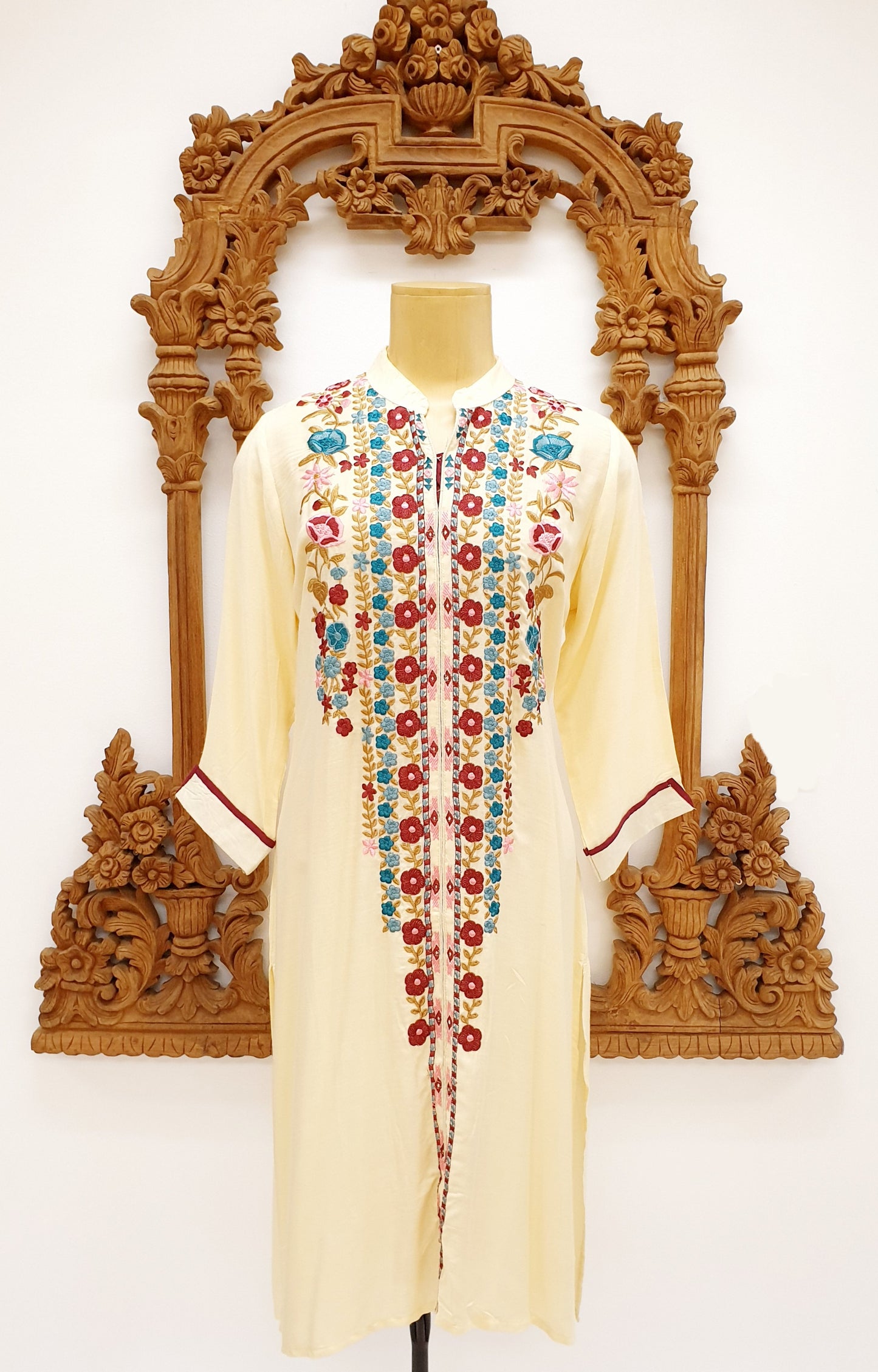 Cream Kurti with Embroidery