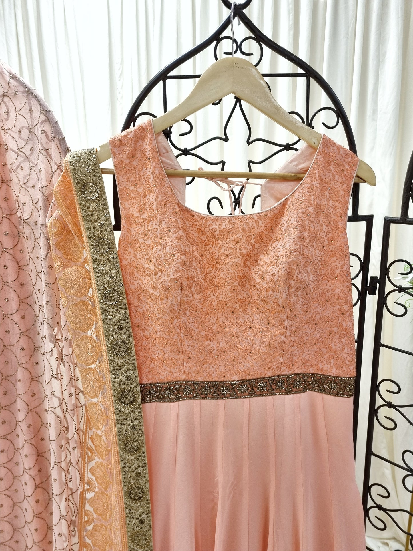 Soft peachy-pink gown