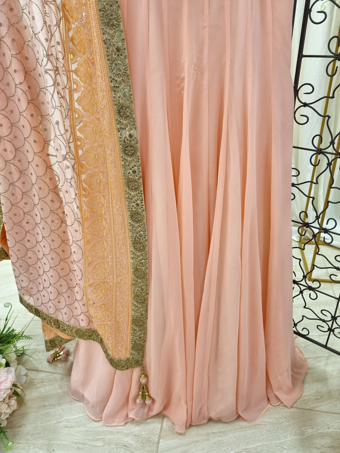Soft peachy-pink gown