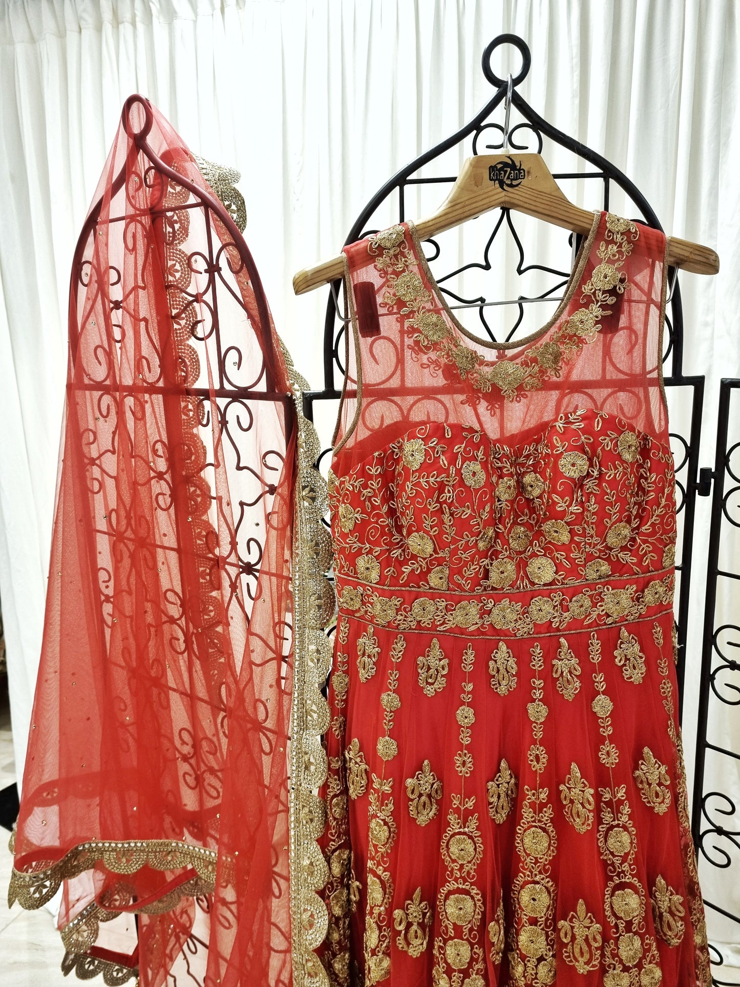 Heavy red and gold gown