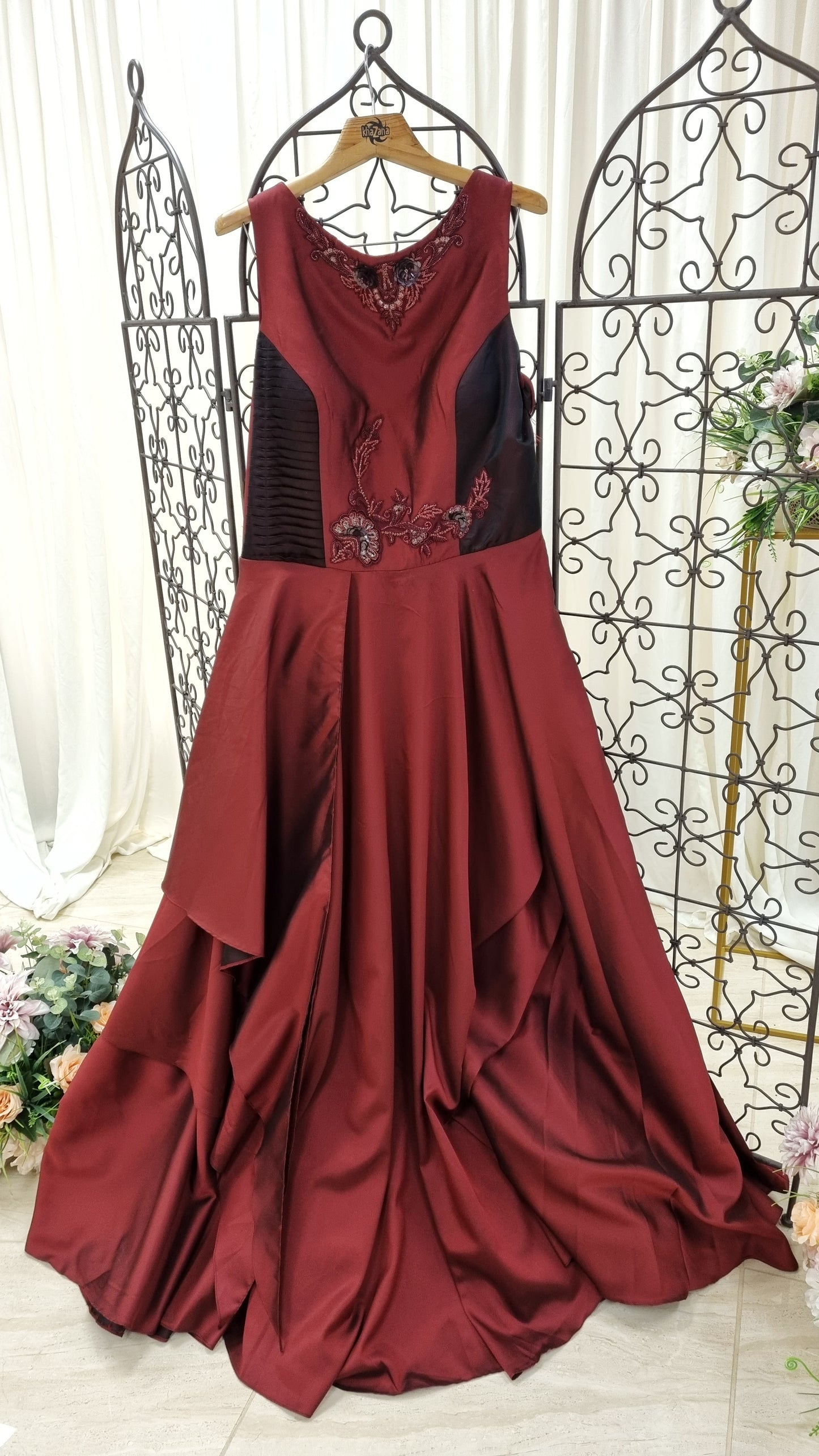 Wine Indo-Western Gown