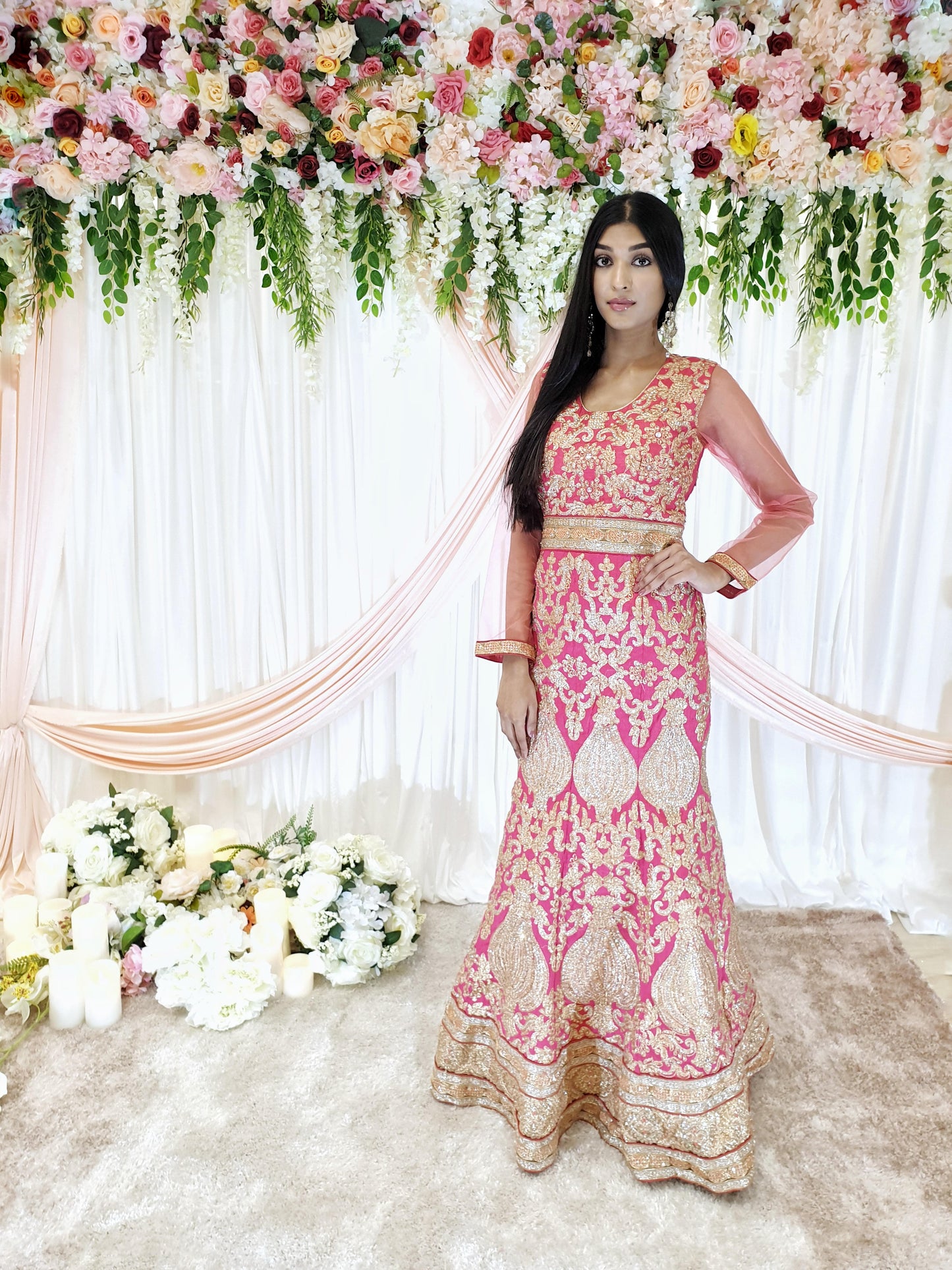Heavy Pink Embroidered Gown