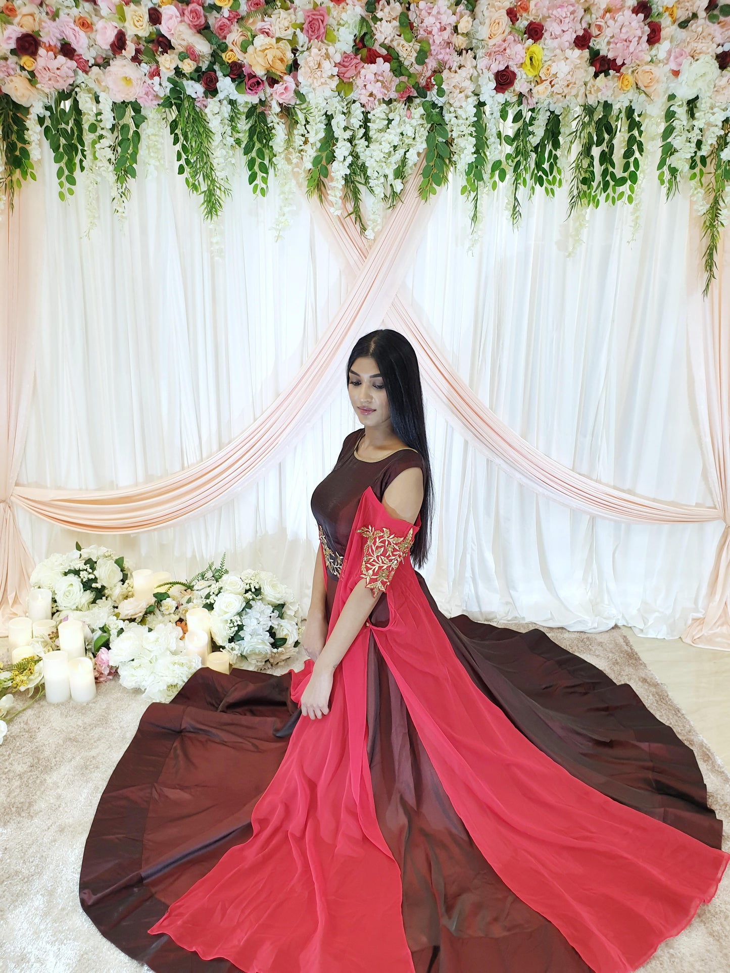 Red & Brown Flair Gown