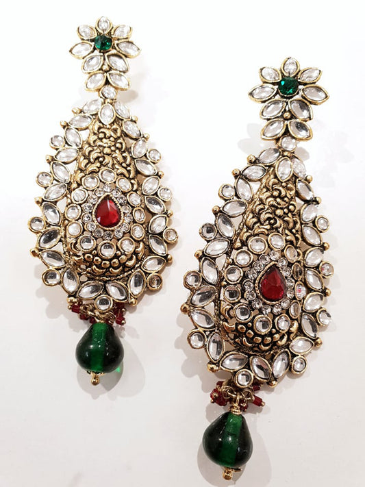 Red & Green Kundan Earrings