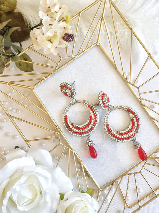Red & Silver Crystal Earrings