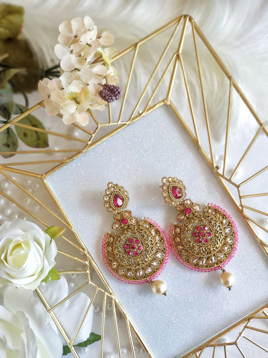 Pink & Gold Gemstone Earrings