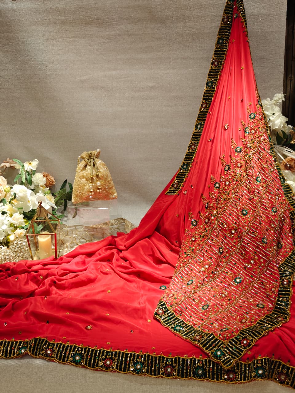 Crimson Embellished Saree