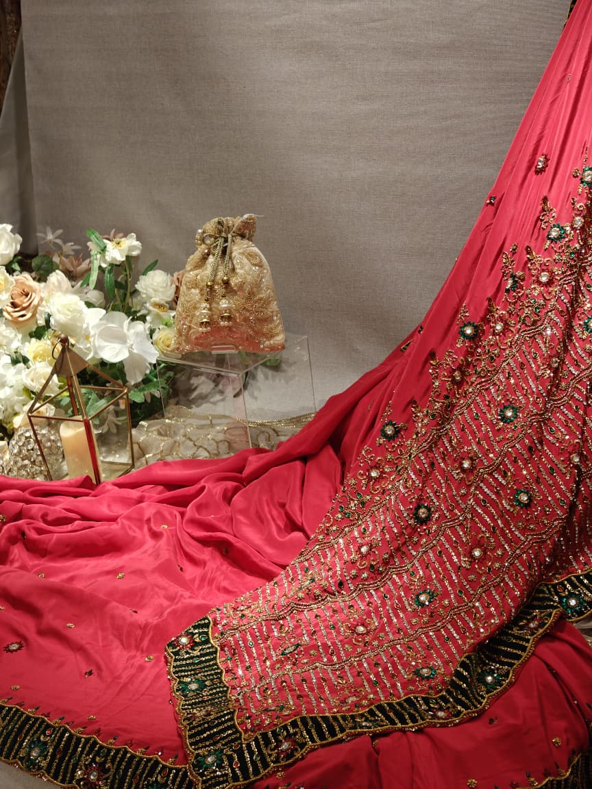 Crimson Embellished Saree