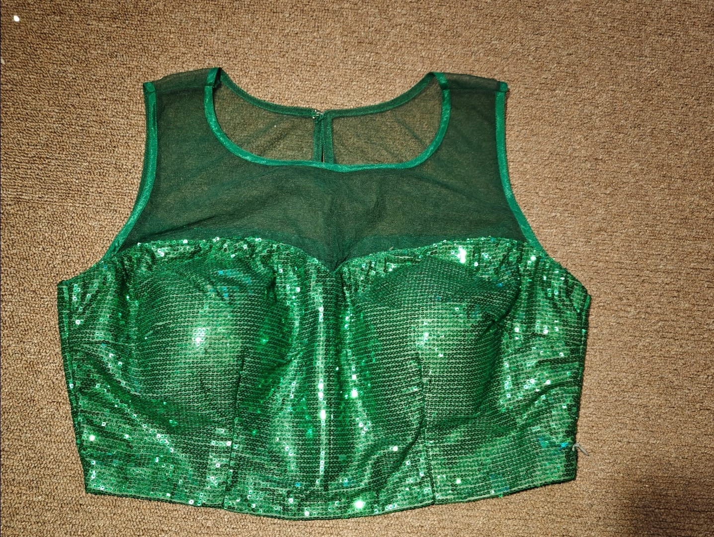 Sequin Mesh Blouse – Emerald Noir