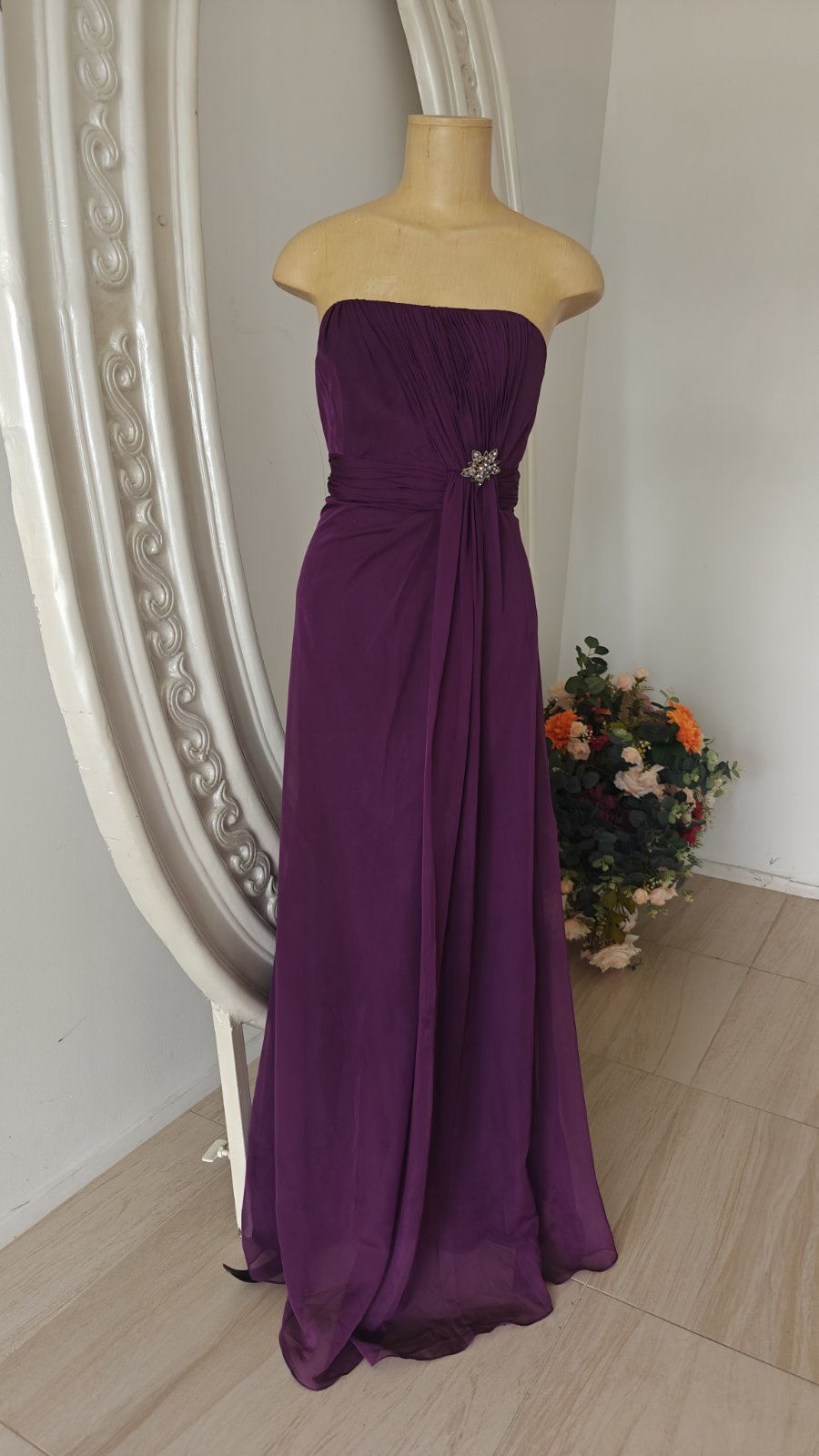 Violet Drape Strapless Gown