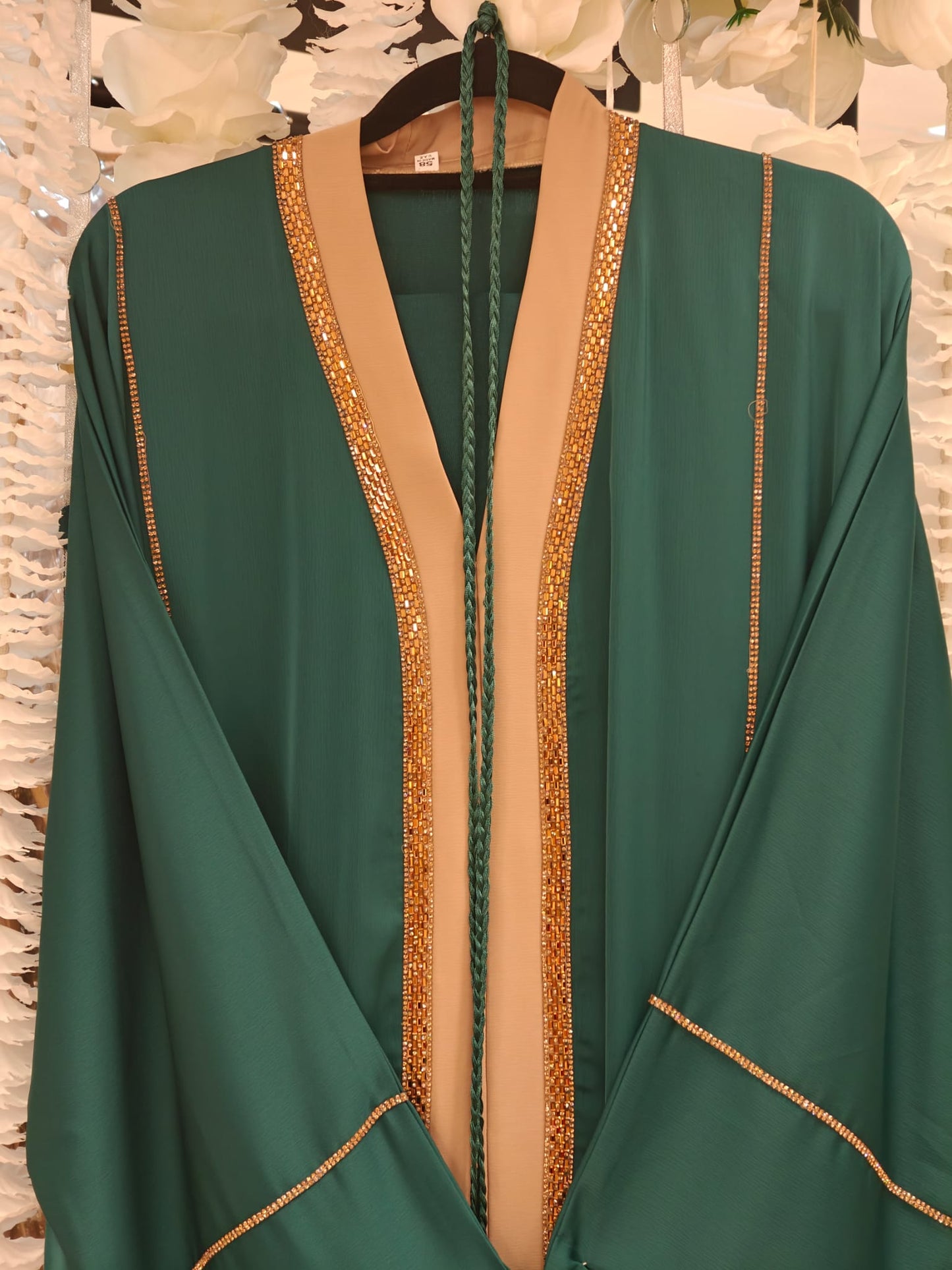 Teal & Champagne Embellished Abaya