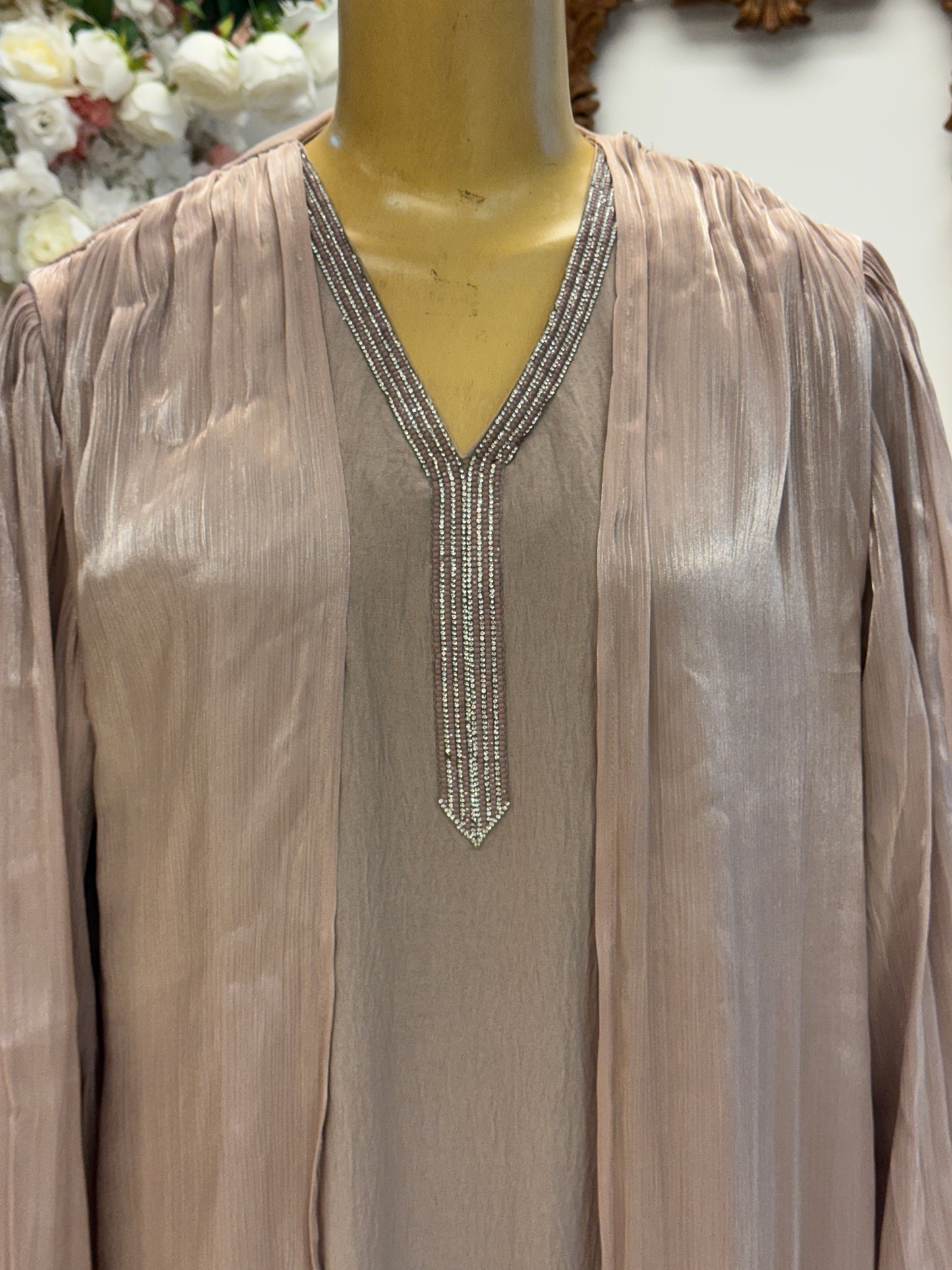 Champagne Silk Veil Abaya