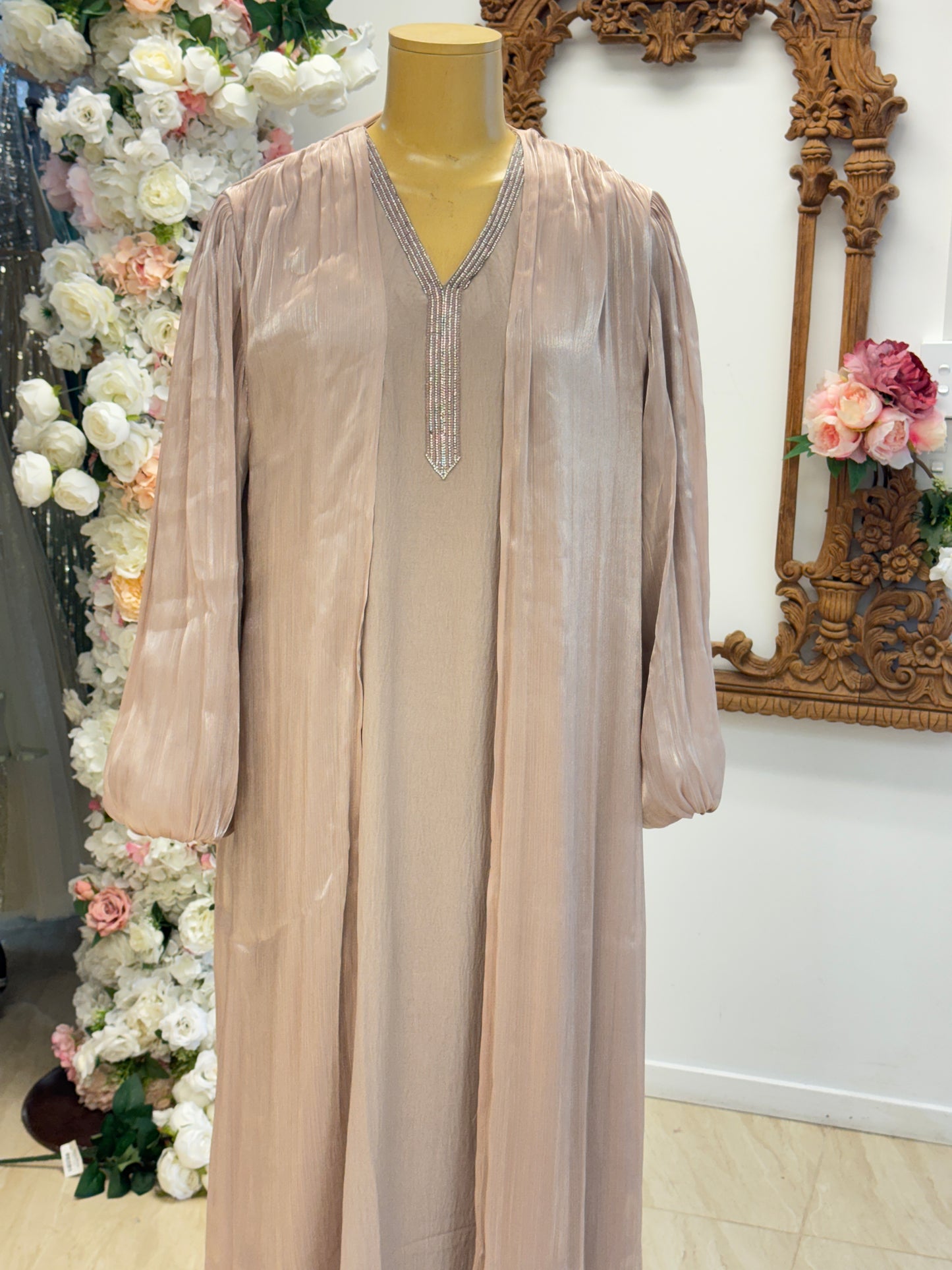 Champagne Silk Veil Abaya