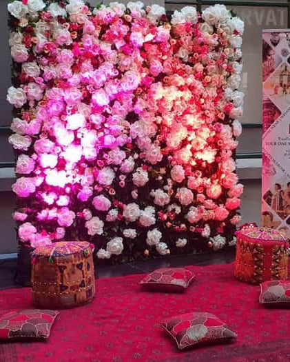 Flower Wall with Yellow Ottoman