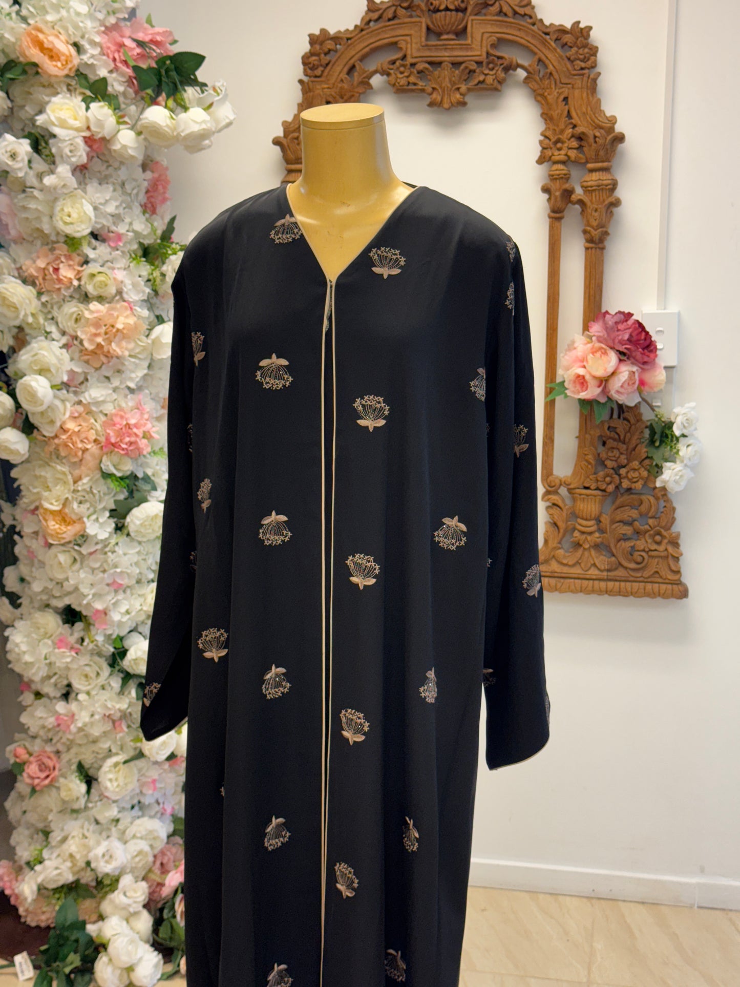 Black with Gold Motif Abaya