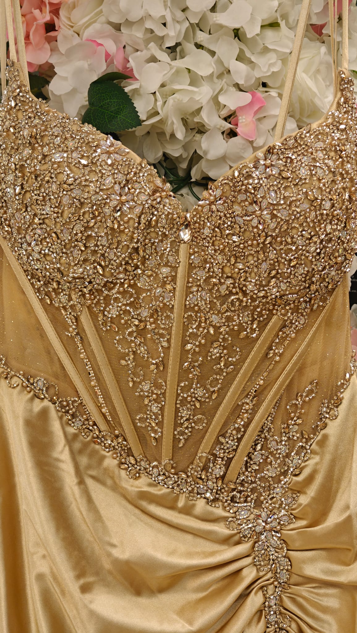 Embellished Royal Golden Slit Gown